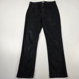 PAIGE Mayslie Black Coated Denim Jeans Women's Size 27 Bootcut Metallic Finish